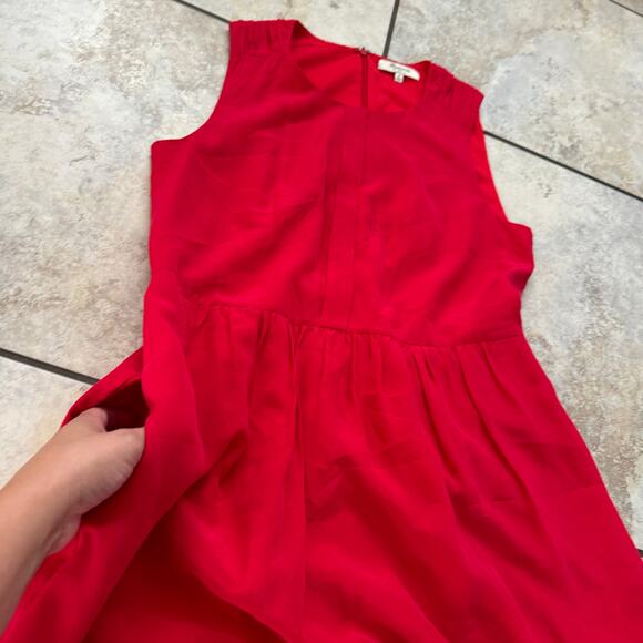 Madewell Red Silk Sleeveless Knee Length Dress 6 Holiday Cocktail Valentines - Picture 11 of 11